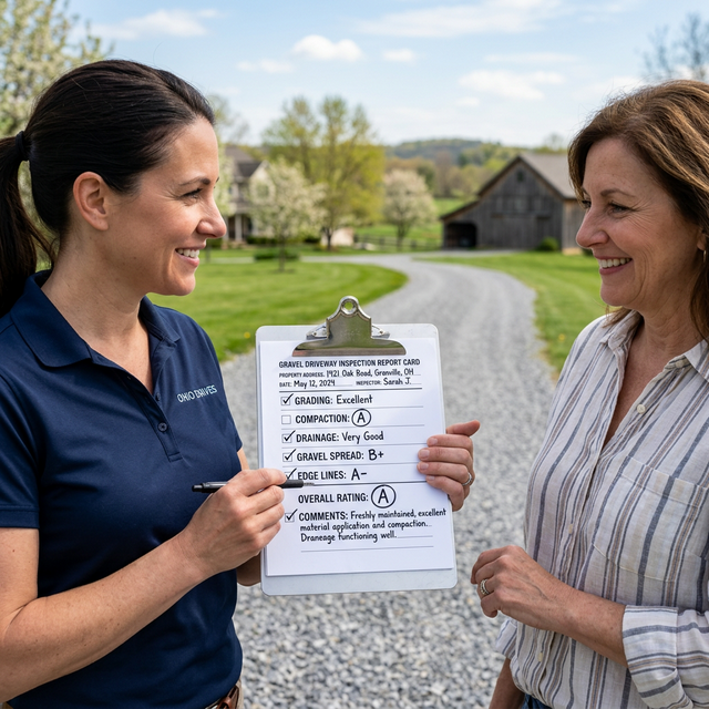 DriveGuard report card being delivered to a happy homeowner