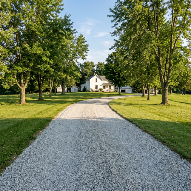 Karen's driveway after GravelBoss — smooth, crowned, sale-ready